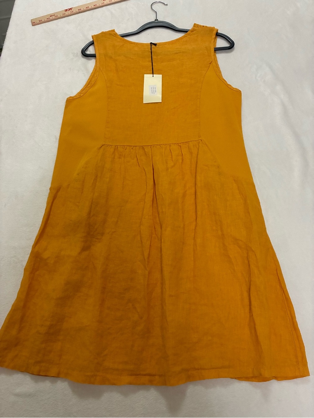 Terzo Millennio 100% Linen Made in Italy Modern  ALine Dress Golden SZ XL NWT - Picture 7 of 8